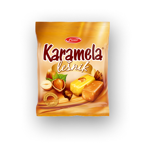 Karamela lešnik 100g Pionir